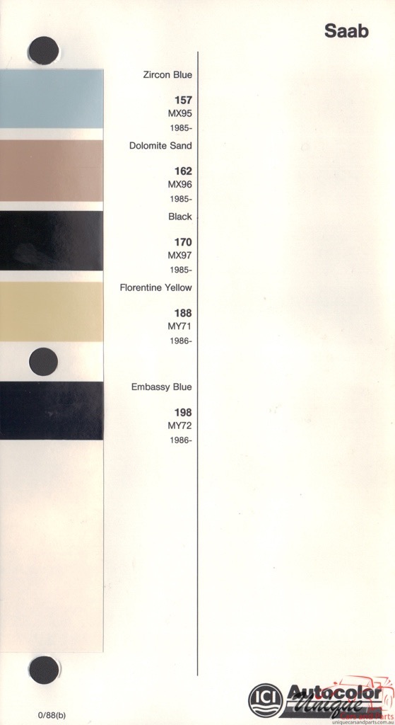 1985 - 1990 SAAB Paint Charts Autocolor 2